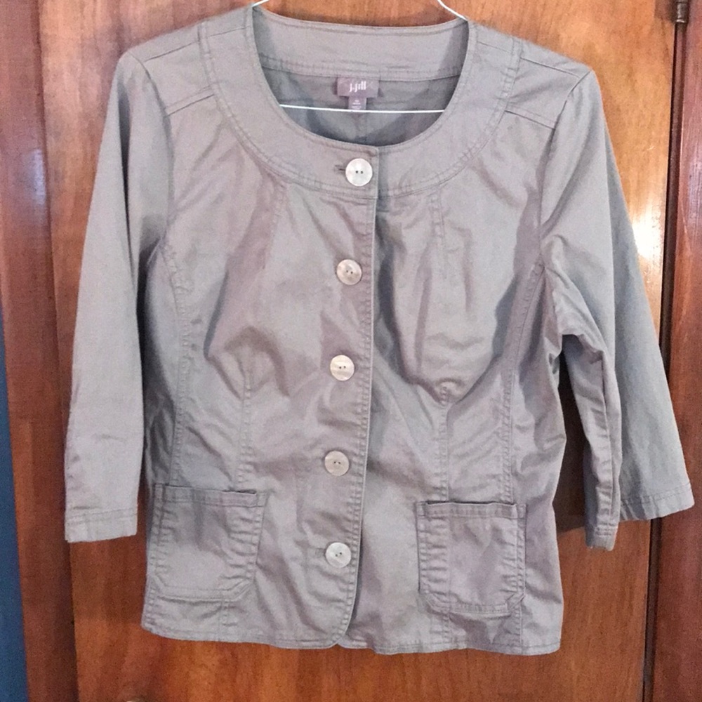 Grey thin cotton jacket.  Dress up any work day.